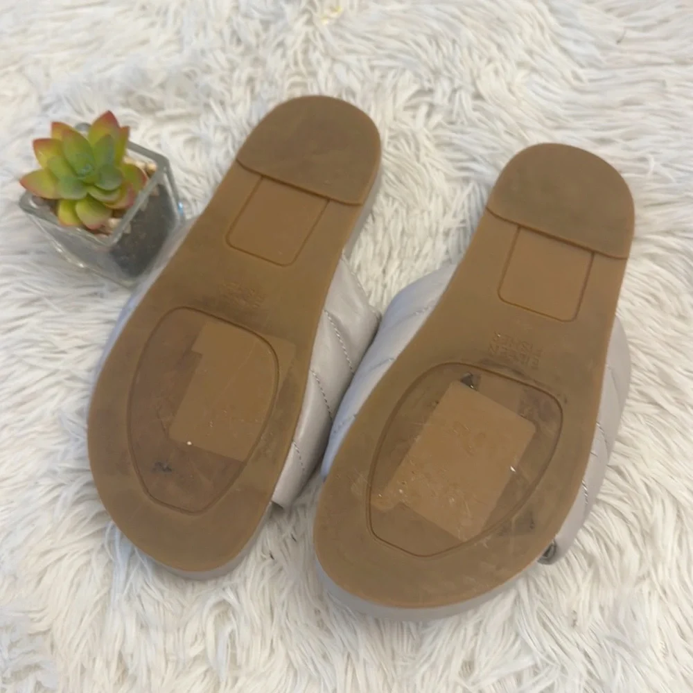 Eileen Fisher Haze Barley Nappa leather grey comfort slides sandals size 6.5